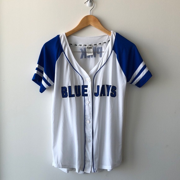 PINK Victoria's Secret Tops - PINK Blue Jays Blue and White Button Up Jersey